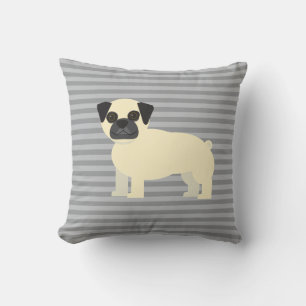 Mops Grau Liniiert Kissen