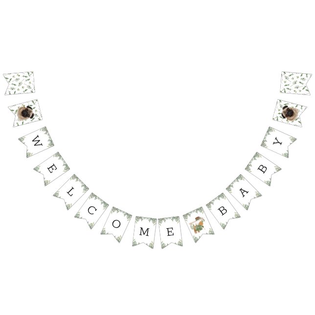 Mops Greenery Baby Shower Puppy Banner (Alle)