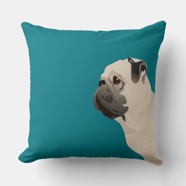 Mops Grundrasse - Anpassen mit Text und Farbe Kissen (Vorderseite)