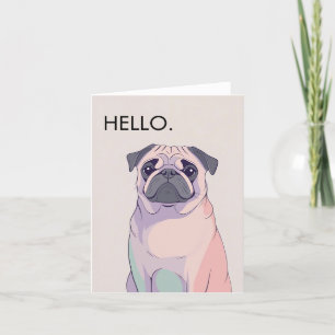 Mops Grußkarte - Retro Dog Art - Leere - 4 x 6 Feiertagskarte