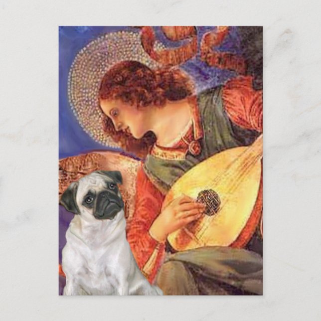 Mops H (Fawn) - Mandolin Angel Postkarte (Vorderseite)