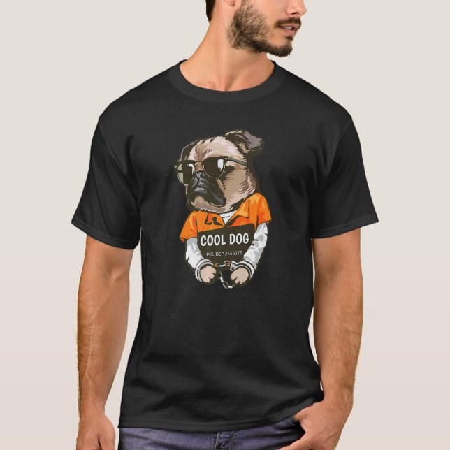 Mops-Häftling im Gefängnis verhafteter Hund Mops I T-Shirt (Vorderseite)