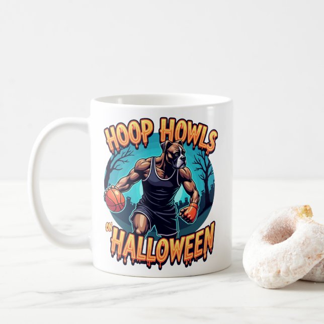Mops Halloween-Basketball-Showdown Kaffeetasse (Mit Donut)
