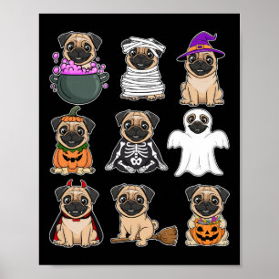 Mops Halloween Kostüm Spooky Ghost Pumpkin Mops Ha Poster