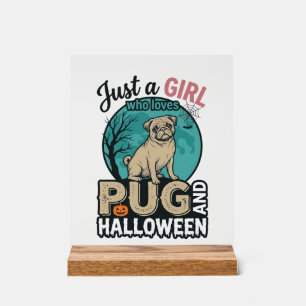Mops-Halloween-Mädchen Vintage-Vector-Design (2)_1 Acrylschild