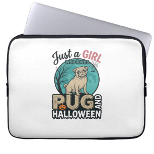 Mops Halloween Mädchen Vintage Vektor Design (2)_1 Laptopschutzhülle