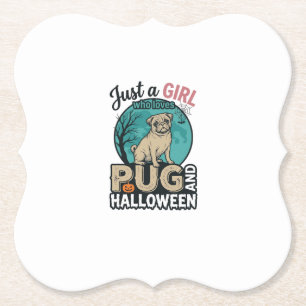 Mops Halloween Mädchen Vintage Vektor Design (2)_1 Untersetzer