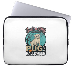 Mops-Halloween-Mädchen Vintage-Vektordesign_1 Laptopschutzhülle
