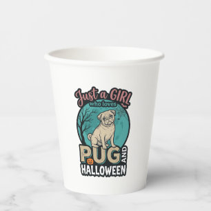 Mops-Halloween-Mädchen-Vintage-Vektordesign_1 Pappbecher