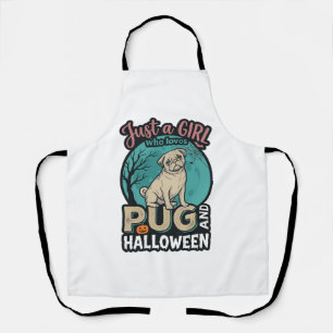 Mops-Halloween-Mädchen-Vintage-Vektordesign_1 Schürze