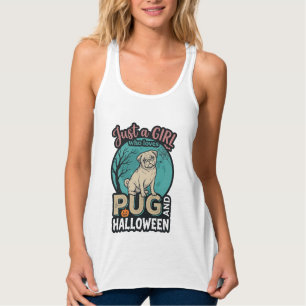 Mops-Halloween-Mädchen-Vintage-Vektordesign_1 Tank Top