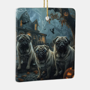 Mops Halloween Nacht Hundevergnügen Keramikornament