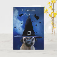 Mops Halloween Niedlich mit Hexen und Kisses
