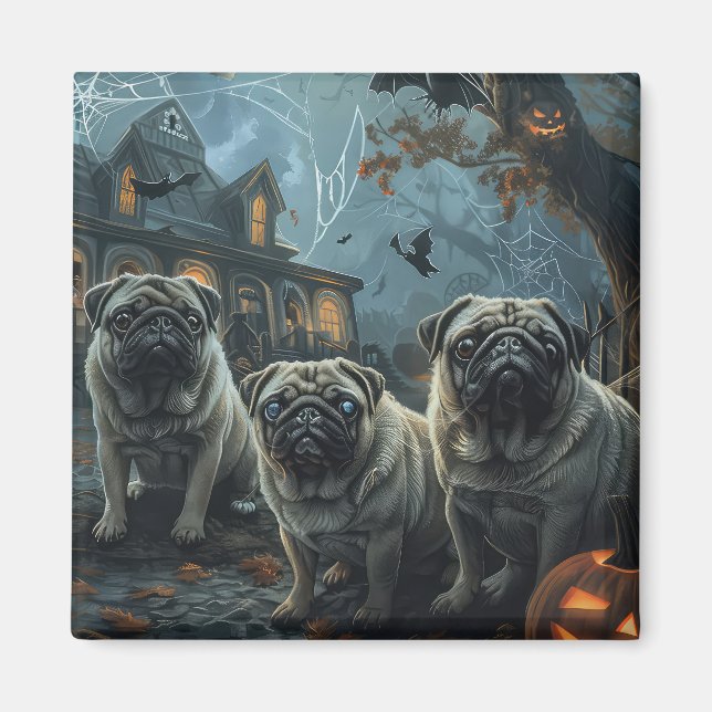 Mops Halloween Night Doggy Delight Magnet (Vorne)