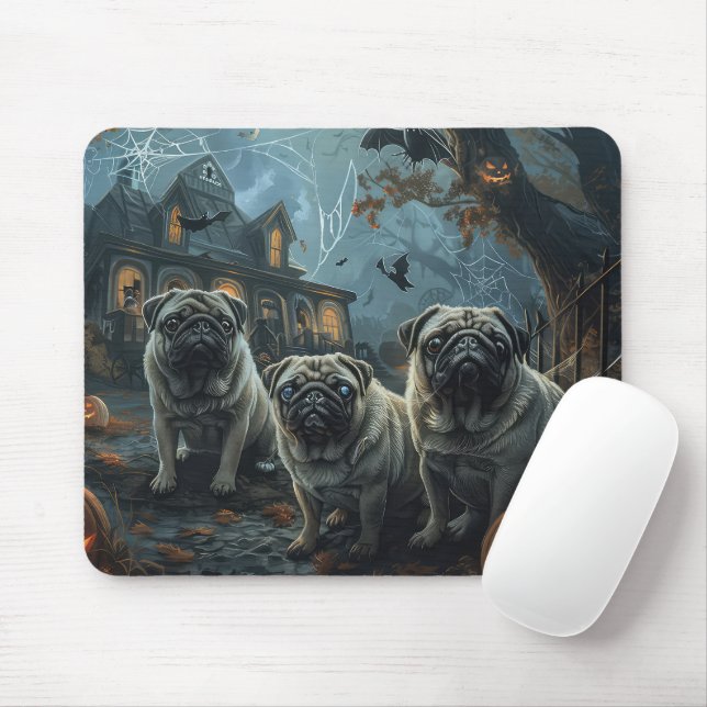 Mops Halloween Night Doggy Delight Mousepad (Mit Mouse)