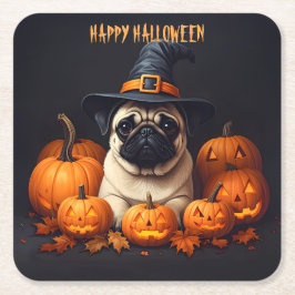 Mops Halloween Rechteckiger Pappuntersetzer