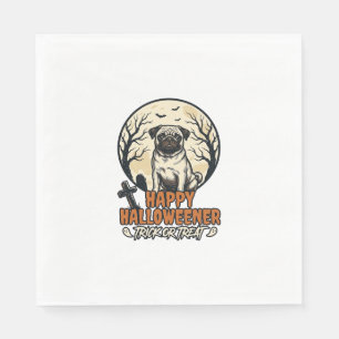 Mops Halloween-Süßigkeiten oder Saures Vintage-Eng Serviette
