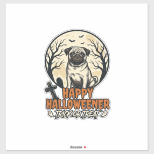 Mops Halloween-Süßigkeiten oder Saures Vintage-Gra Aufkleber
