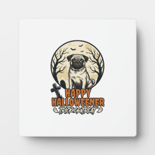 Mops Halloween-Süßigkeiten oder Saures Vintage-Gra Fotoplatte