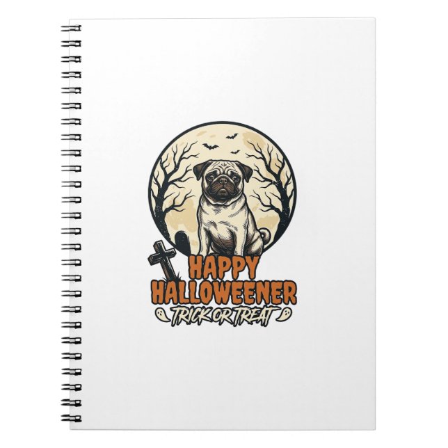 Mops Halloween-Süßigkeiten oder Saures Vintage-Gra Notizblock (Vorderseite)