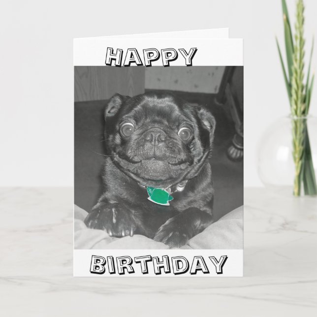 Mops Happy Birthday Card Karte (Vorderseite)