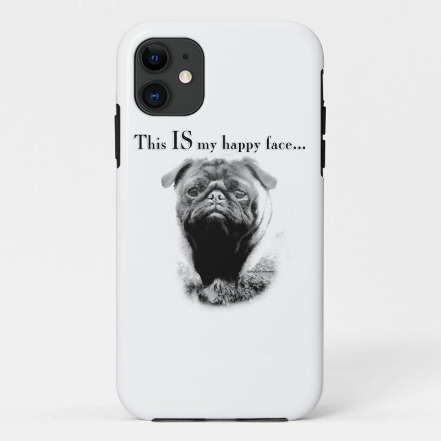 Mops Happy Face Case-Mate iPhone Hülle (Rückseite)