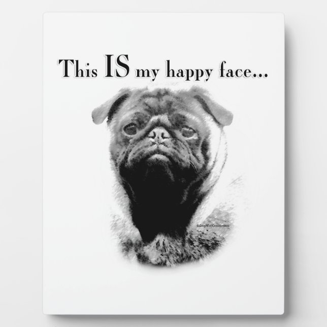 Mops Happy Face Fotoplatte (Vorderseite)