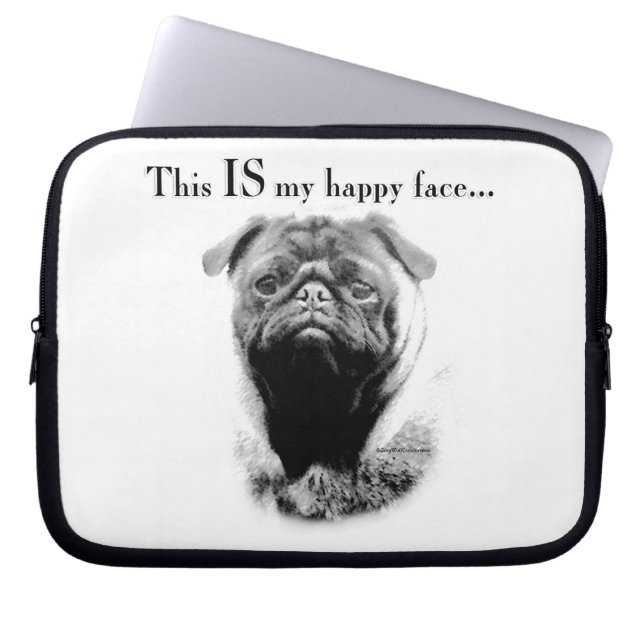 Mops Happy Face Laptopschutzhülle (Vorderseite)