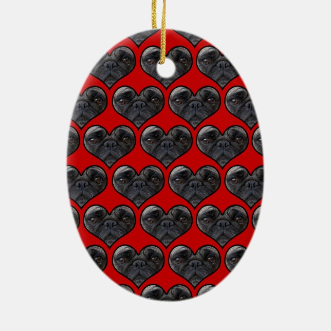 Mops Hearts Keramik Ornament (Hinten)