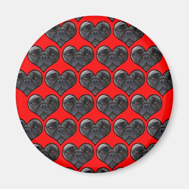 Mops Hearts Magnet (Vorne)