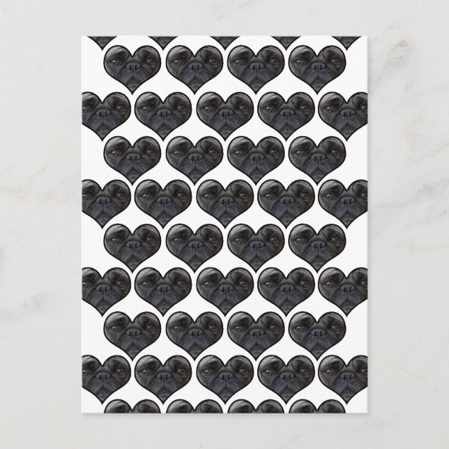 Mops Hearts Postkarte (Vorderseite)