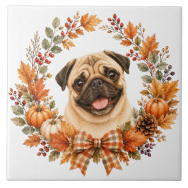 Mops Herbstkranz Fliese