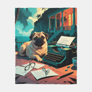 Mops-Herrchen vintage Fleecedecke