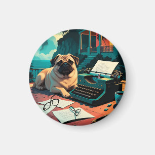 Mops-Herrchen vintage Magnet