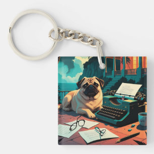 Mops-Herrchen vintage Schlüsselanhänger