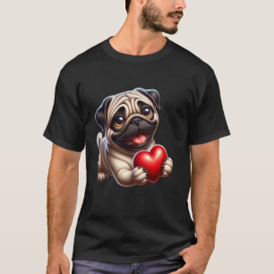 Mops Herz Ich liebe Mops T-Shirt