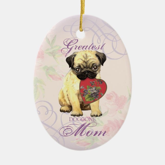 Mops Herzliche Mama Keramik Keramik Ornament (Vorne)