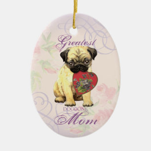 Mops Herzliche Mama Keramik Ornament