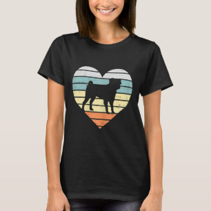 Mops HerzSunset Retro Tier Haustier Besitzer T-Shirt