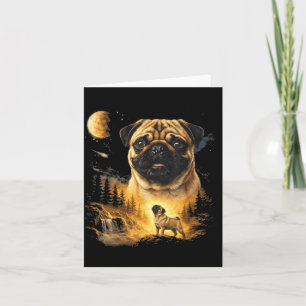 Mops heult zum Mond Vintage 90er lustiger Hund Karte
