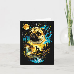 Mops heult zum Mond vintage lustiger Mops Mond Karte