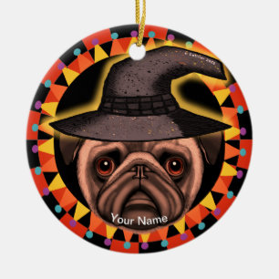 Mops-Hexe-Schmuck Keramik Ornament