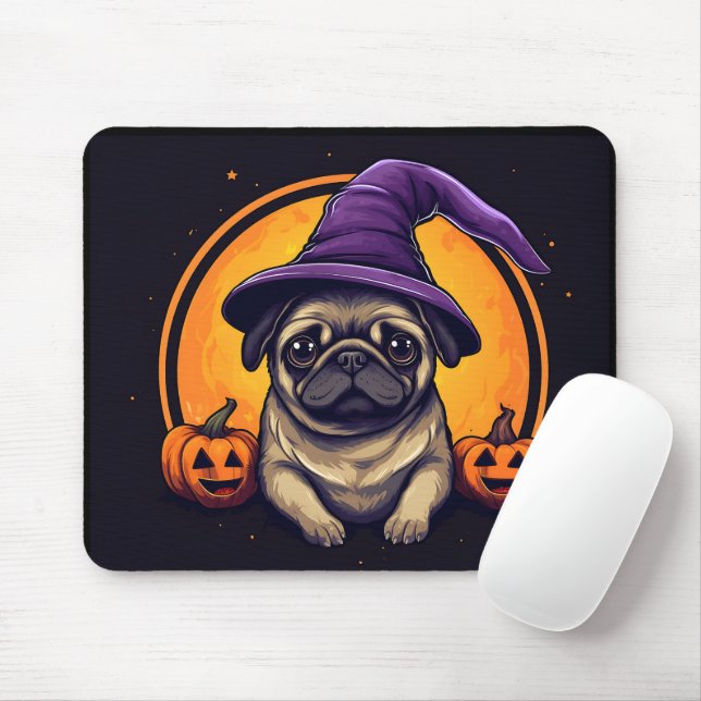 Mops Hexenbrumkins Halloween Mousepad (Mit Mouse)