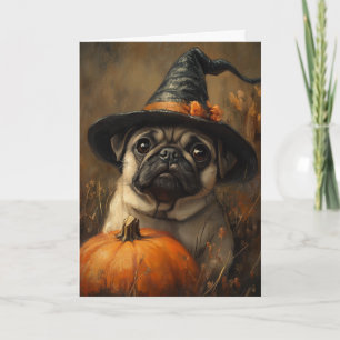 Mops Hexenmeister Halloween Feiertagskarte