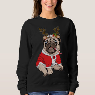 Mops Hirsch Mops Liebe Rentiere Weihnachten Weihna Sweatshirt