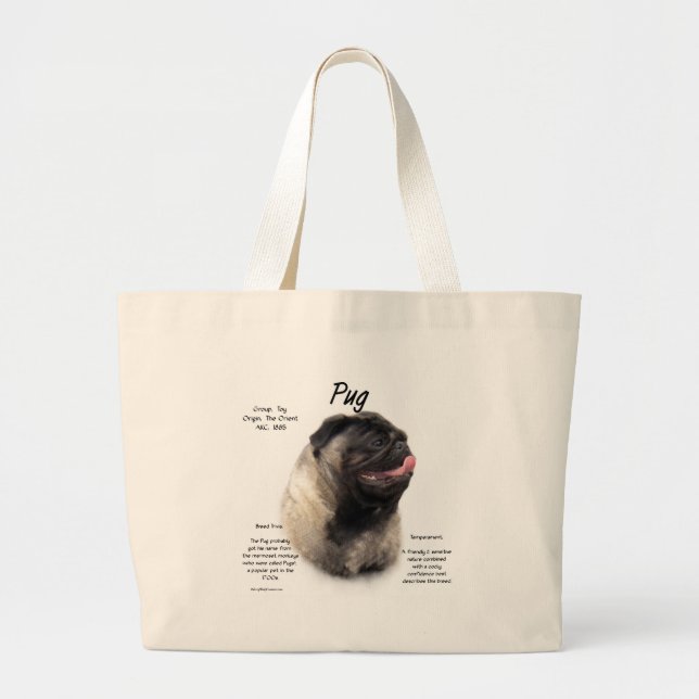 Mops History Design Jumbo Stoffbeutel (Vorne)
