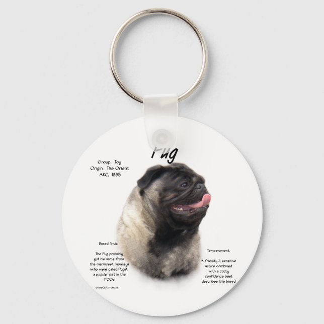 Mops History Design Schlüsselanhänger (Vorderseite)
