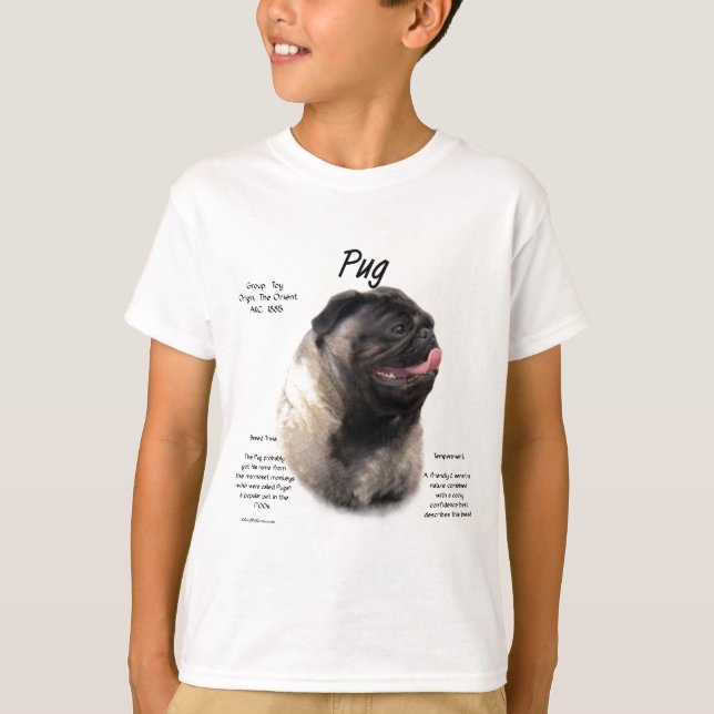 Mops History Design T-Shirt (Vorderseite)