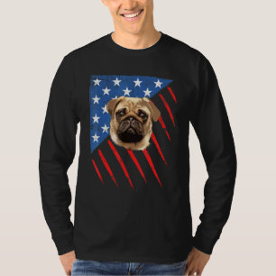 Mops Hund 4. Juli Patriotische Amerikanische Flagg T-Shirt
