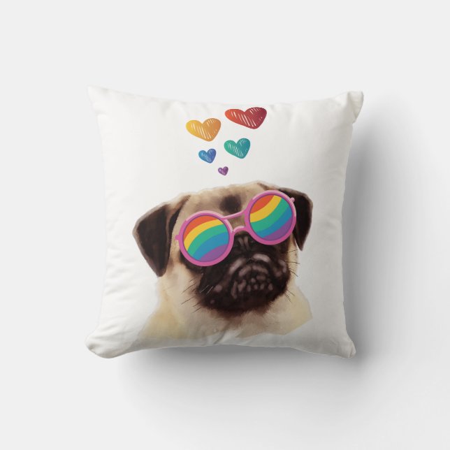 Mops Hund am Herztag Valentinstag Kissen (Vorderseite)